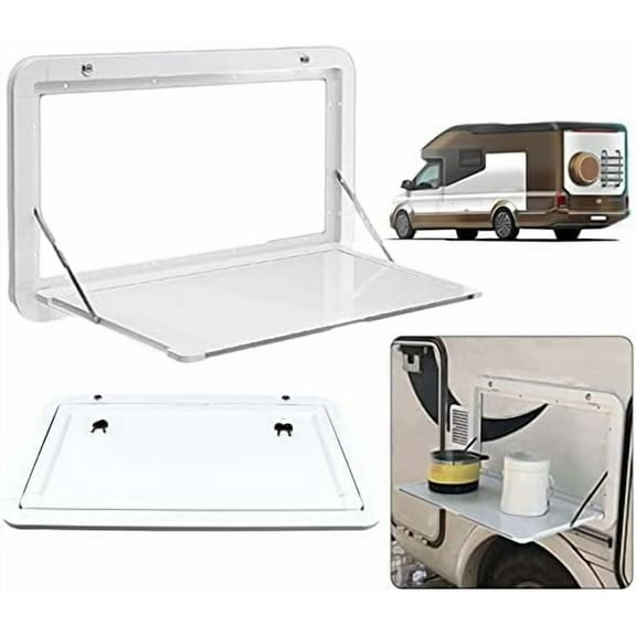 RV Caravan Picnic Folding External Table, Wall Mount Flip Fold Down Desk, Floating Desk Shelf for Camper Van Traile, Wall Mounted Hanging Dining Table Computer Workstation Trestle Drop Leaf Tables