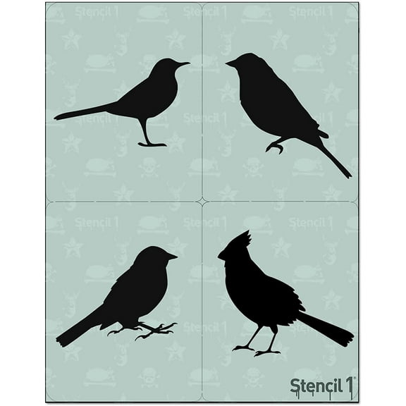 Stencil1 Bird Silhouettes Stencil Reusable Friendly DIY Stencil for Painting, Baking, Crafts, Wall, Furniture Paint - 4-Pack
