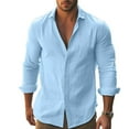 thumbnail image 4 of Camisa informal de manga corta de color liso para hombre con hebilla: corte holgado, poliéster ligero, botones, conjunto de pantalones cortos de playa - S-XXXL, 4 of 8