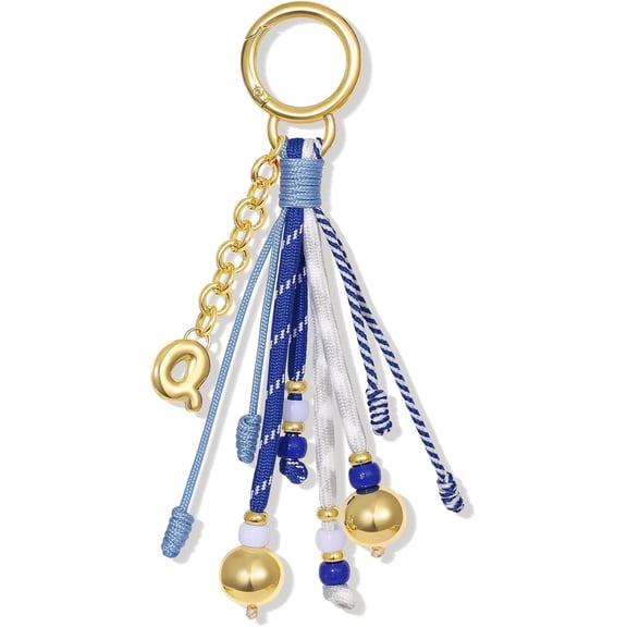 Initial Bag Charm for Women, Colorful Rope Purse charms With Bubble Letter pendant, Dainty Handbag Charm for Backpack