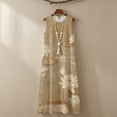 thumbnail image 4 of Xoenoiee Lotus Flower Leaves Seed Pods Print Women's 2026 Summer Casual Crewneck Boho Maxi Dress, Ankle-Length Sleeveless Sundress with Pocket, Cotton Linen Loose Fit Tank Dress Resort Wear, 4XL, 4 of 7
