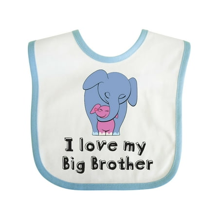 

Inktastic I Love My Big Brother Elephant Blue Pink Gift Baby Girl Bib