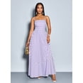 thumbnail image 5 of Mauve Purple And White Striped Flowing Maxi Dress With Spaghetti Straps, Chest Gathering, Pockets, A-Line Silhouette, 5 of 6