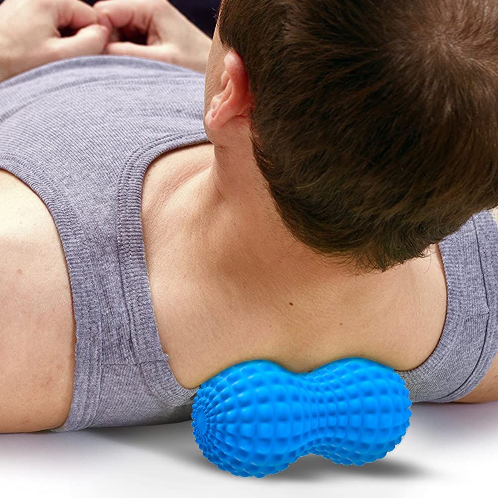 Peanut Massage Ball, Double Lacrosse Massage Roller Balls, Deep Tissue Massage Ball for Back, Neck, Shoulder, Spine, Legs, Hips, Peanut Roller Trigger Point Muscle Massage Relaxer (Blue) - image 4 of 5