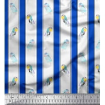 Soimoi Blue Cotton Voile Fabric Ice Cream Pops & Stripe Printed Craft Fabric by the Yard 42 Inch Wide