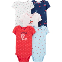 Carter's Baby Girls' 5 Pack Short Sleeve Bodysuits, Queen of Crib ...