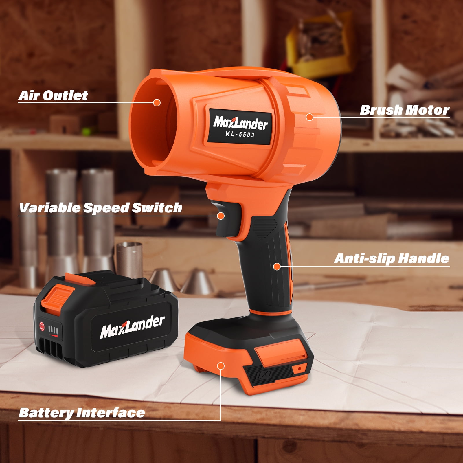 Maxlander Cordless Snow Blower, 20V Portable Handheld Leaf Blower with 1 X 3.0Ah Battery