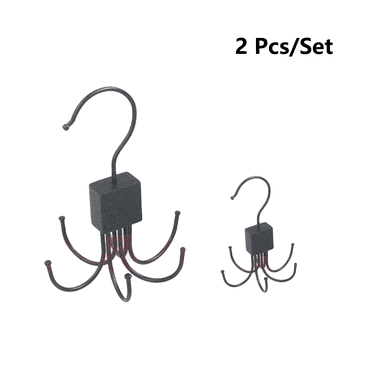 Belt Hanger For Home Closet Max 42 Belts Sturdy Wood Belt Rack Closet Accessories with 6 Hooks Belt Organizer for Closet Organizers and Scarf Storage Closet Accessory 2pcs Pure Black