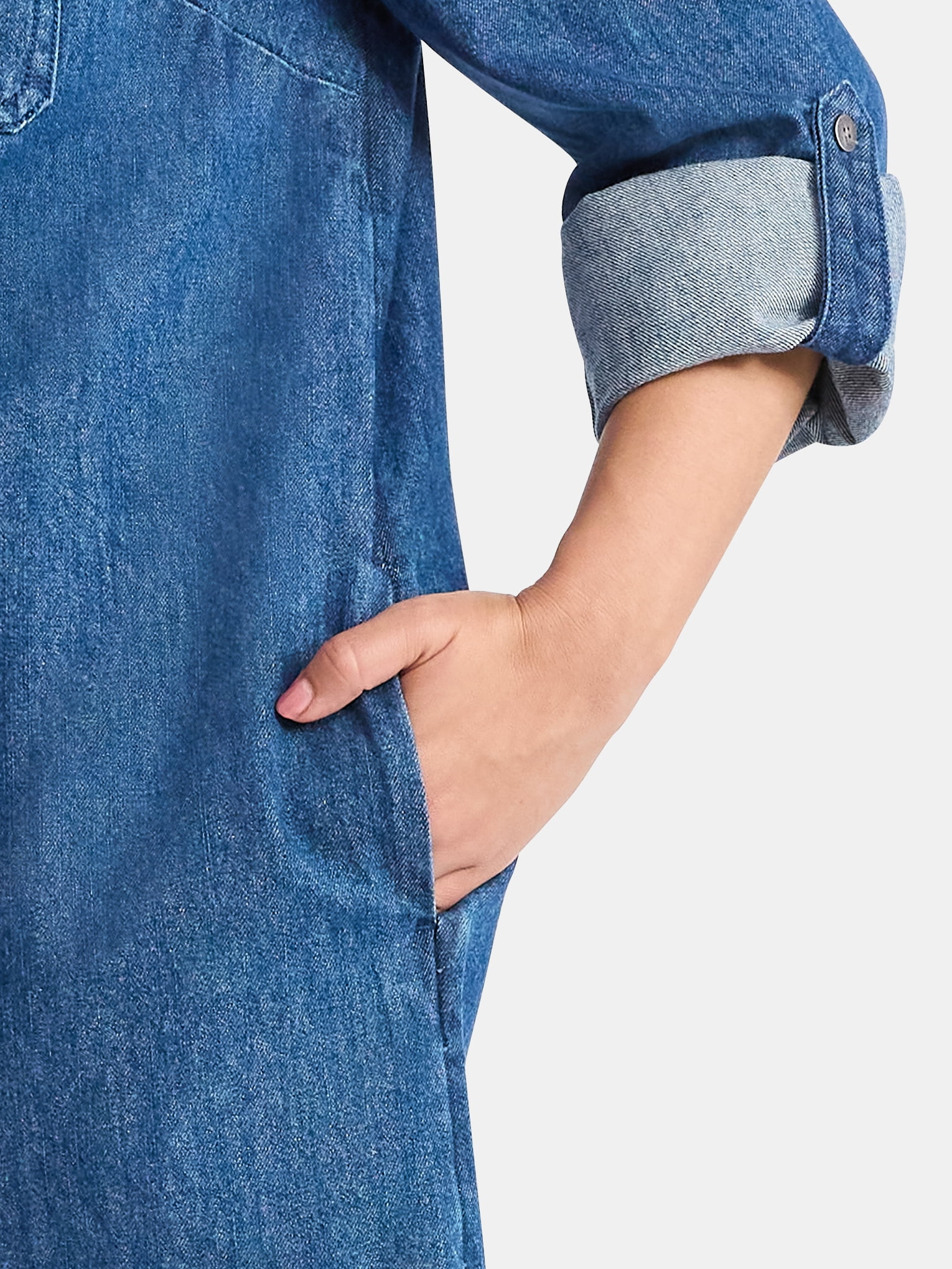 Time and Tru Women's Denim Shirt Dress, XS-XXXL