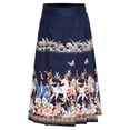 thumbnail image 2 of Yruioon Girls Horse Face Skirts Chinese Traditional Skirts Vintage A-line Pleated Long Skirt Navy Blue 130, 2 of 7