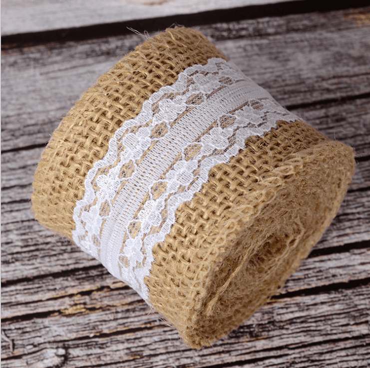 HOWAF Burlap Lace Ribbon 9 Roll Vintage Natural Hessian Burlap Ribbon with White Lace Trim and Jute Twine for DIY Crafts Rustic Wedding Party Favor Decoration Gift Wrapping