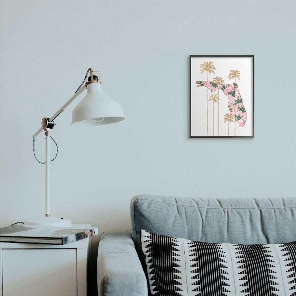 Stupell Industries Flamingo Print Florida State with Palm Trees Designed by Ziwei Li