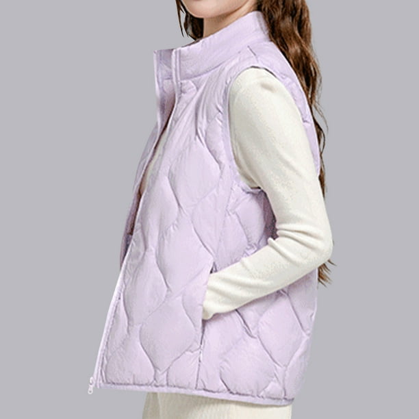 Chaquetas y abrigos casuales sin mangas y sin capucha para mujer, chaqueta acolchada ligera con cuello alto y sin mangas, abrigo con cremallera para otoño e invierno, chaqueta para mujer