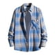 thumbnail image 1 of Blusa y camisa de manga larga con cuello vuelto para hombre, blusa informal de moda con estampado a cuadros y bolsillos, camisa de manga larga, blusa a cuadros para hombre, 1 of 5