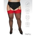 thumbnail image 6 of MeMoi Women's Back Seam/Cuban Heel Plus Size Curvy Thigh High Stocking - Womens - Female, 1X/2X, Black-Red, 6 of 12