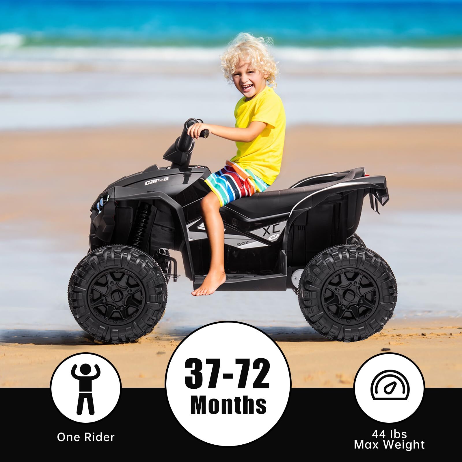Kids 12V Kids Ride-On Electric ATV with 2 Seater,4 Wheeler Quad Car Toy Electric Vehicle with Music,LED Lights, High/Low Speed,2.1mph Max Speed,Battery Powered Wheels Car for Kids 3-8 Years Old