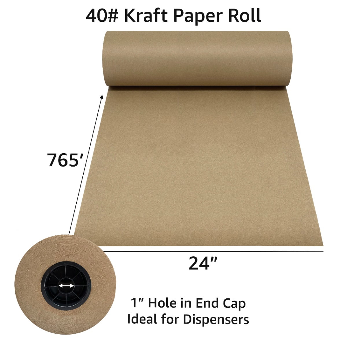 UOFFICE Brown Kraft Paper Roll 765'x24" 40lb Strength