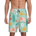 thumbnail image 1 of Balery Elephant and Flowers Pantalones cortos de pijama de punto de algodón para hombre con cinturilla y bolsillos-4X-Large, 1 of 6