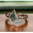thumbnail image 5 of Unique Kite Cut Green Moss Agate Engagement Ring Set 14k Rose Gold plated Engagement CZ Ring For Women, 5 of 5