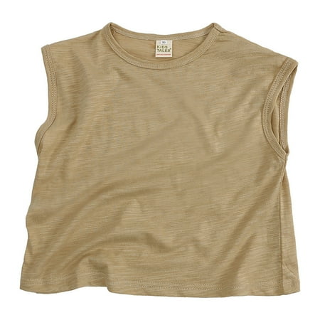 

Toddler Boys Girls Vest T-Shirt Sleeveless Summer Crewneck Outside Wear Solid Color Vest 1-7Y