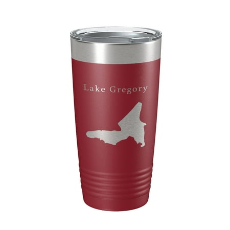 

Lake Gregory Map Tumbler Travel Mug Insulated Laser Engraved Coffee Cup California 20 oz Maroon