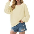 thumbnail image 2 of Lightweight Fall Basic Sweatshirts for Women 2025 Long Sleeve Crewneck Relaxed Fit Plain Sweatshirt Pullover Tops, 2 of 5