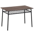 thumbnail image 6 of Zimtown 6-Piece Modern Dining Set for Home, Kitchen, Dining Room Table Set with Storage Racks, Rectangular Table, Bench, 4 Chairs, Steel Frame, Smoked Oak Color, 6 of 8