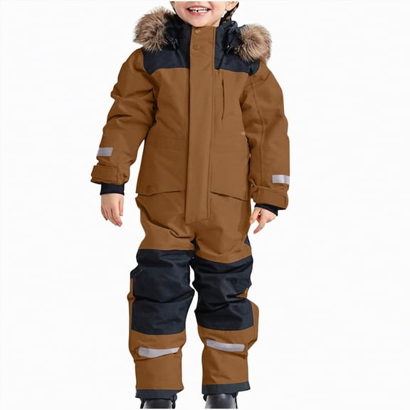 UAYOTSE Snowsuit Children's Unisex Ski Suit Thickened Warm Ski Overall Winter Warm Ski Suits with Hood Snow Overall Windproof,Sizes 11-12 Years