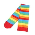thumbnail image 1 of Halloween Thigh High Socks Cosplay Rainbow Strip Leg Stocking for Party (Colorful), 1 of 5