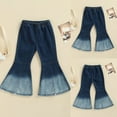 thumbnail image 5 of Toddler Pants Girls 12-18 Months Bell Bottom Jeans Baby Hang Dyed Gradient Stretch Bell Bottoms Ruffle Flare Comfortable Breathable Daily Stretchy Trendy Outdoor Trousers, 5 of 6