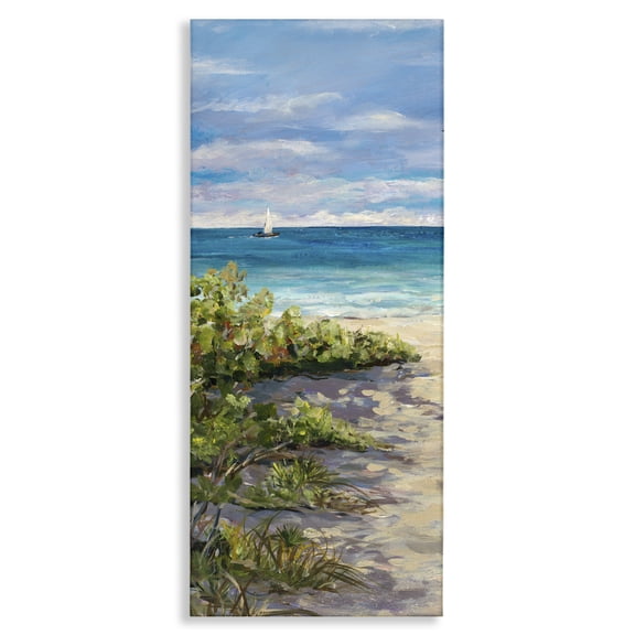 Stupell Industries Cottage Grassy Beach Shore Canvas Art, 13 x 30, by Julie DeRice