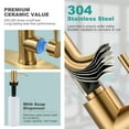 thumbnail image 2 of Wowow Pull Down Waterfall Kitchen Faucet with Soap Dispenser and 3-Mode Sprayer in Gold for Kitchen Sink, 2 of 7