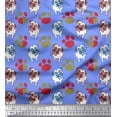 thumbnail image 1 of Soimoi Moss Georgette Fabric Paw & Pug Dog Print Fabric by Yard 42 Inch Wide, 1 of 1