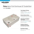 thumbnail image 4 of Houzer Platus 33 in Biscuit Fireclay Apron Front Farmhouse 50/50 Double Bowl Kitchen Sink - PTD-4400 BQ, 4 of 8