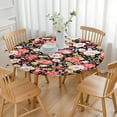 thumbnail image 3 of Round Fitted Tablecloth with Elastic Edges Fits 36"-44" Round Tables Pioneer Colorful Floral Waterproof Table Cover Washable Indoor and Outdoor for Party Kitchen Dinner Banquet Patio Picnic, 3 of 7