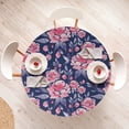 thumbnail image 4 of Ambesonne Aquarelle Floral Fitted Round Tablecloth, Art of Dreamy Rose, 40"- 44" Diameter, Dark Coral Blush Indigo, 4 of 5