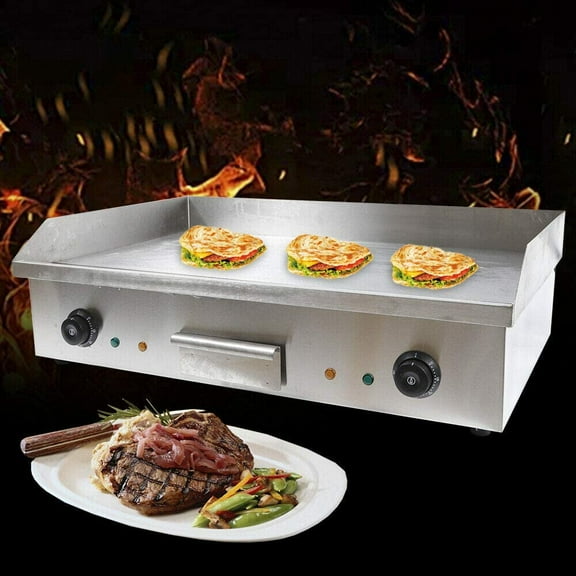 Commercial Electric Griddle, 4400W Countertop Flat Top Grill Dual Control Heavy Duty Stainless Steel Teppanyaki Griddle with Adjustable Temp Control 122°F-572°F 28.6"x15.7"