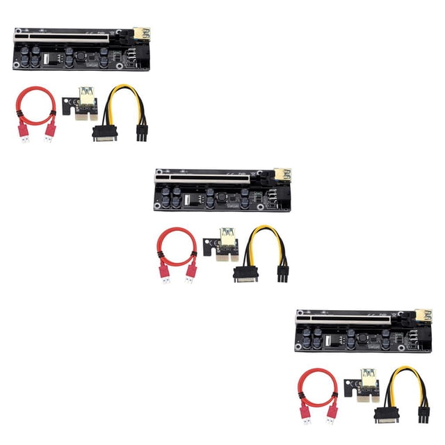 maskred PCI-E 1x vers 6x Carte d'Extension USB 3.0 Portable Mini Ordinateur de Bureau Module PC Adaptateur Accessoires Fente Noire Câble Rouge 3Set