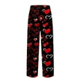 thumbnail image 6 of Men's Drawstring Pocket Cuffed Casual Pants, Valentine's Day Print Home Sleep Pants for Gift, Holiday and Relaxation,Wine,M, 6 of 7