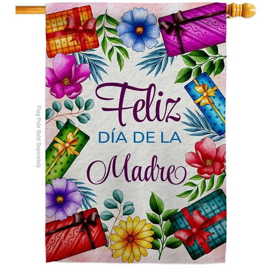 28 x 40 in. Feliz Dia De La Madre House Flag with Family Mother Day Double-Sided Decorative Vertical Banner Garden Yard Gift