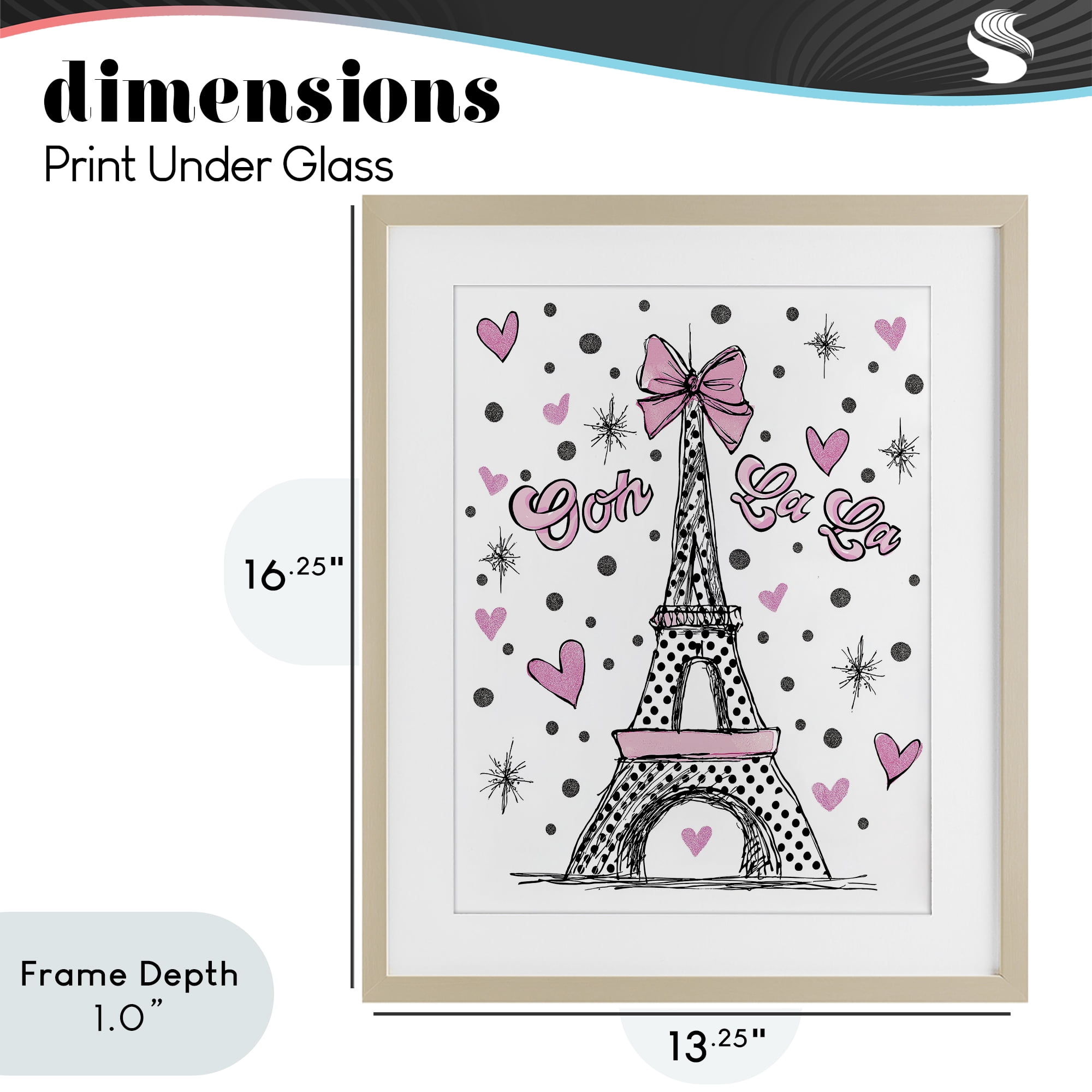 Stupell Industries Ooh La La Polka Dots Eiffel Birch Framed Print Under Glass, design by Jess Stempel