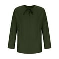 thumbnail image 6 of SHTXOZHI Fall Tee Shirts for Men Long Sleeve Lace-Up Pullover Shirts Solid Color Casual Tops, 6 of 7