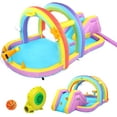 thumbnail image 2 of (2024 New) JOYMOR Inflatable Water Slide with Blower, Inflatable Kids Water Slide with Climbing Wall, Water Cannon, Splash Pool, Blow Up Water Slide for Kids Backyard Summer Party (Rainbow Style), 2 of 7
