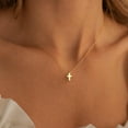 thumbnail image 4 of Turandoss 14K Gold Plated Dainty Tiny Small Bubble Cross Pendant Necklace for Women Girls Simple Cute Jewelry Teacher Appreciation Mothers Day Graduation Gifts for Her Mom Kids Teen Girls Wife Ideas, 4 of 8