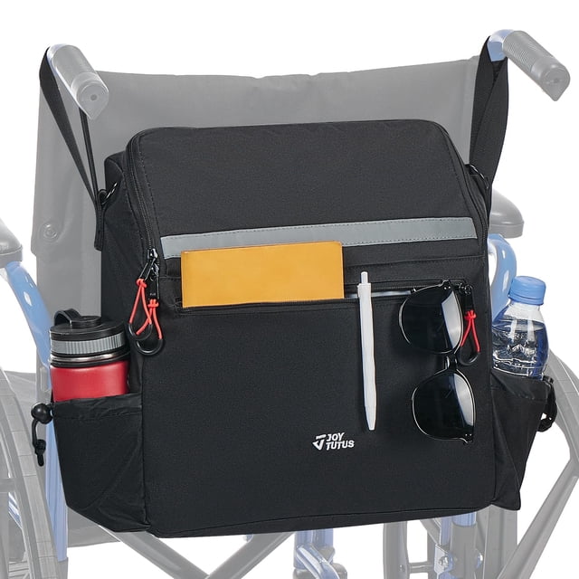 Bolsa para silla de ruedas JOYTUTUS con portavasos y banda reflectante