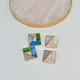 thumbnail image 3 of Square MultiColor Earrings, Geometric Stud Earrings, Blue and Green Earrings, Geometric Jewelry, Causal Earrings, Everyday Earrings, 3 of 6