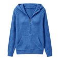 thumbnail image 6 of XAOFW Knit Hoodies For Women Solid Color Long Sleeve Hooded Sweatshirt Autumn Winter Relaxed Fit Pullover Hoodie With Pockets Comfortable Top M, 6 of 6