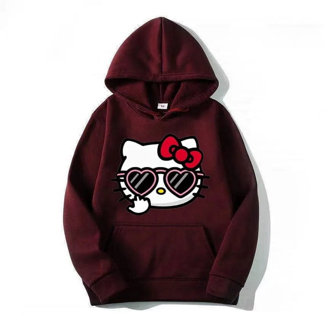 Hello Kitty Dessin Animé Anime Femmes Chandails à Enfiler Hauts Printemps Automne Hommes Chandails à Capuchon 2024 Nouveau Décontracté Rose Sport Couple Chandails Vêtements ZR