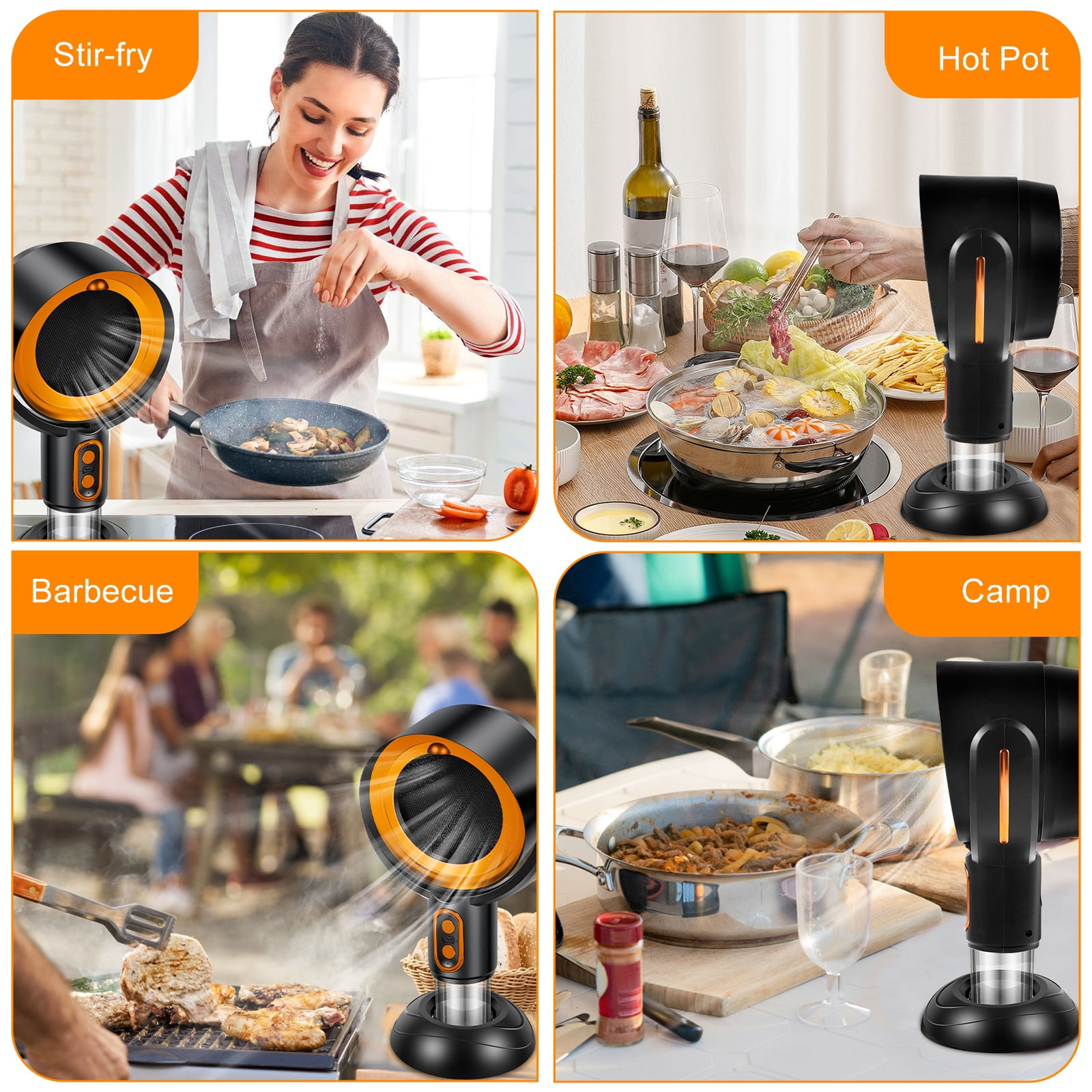 Portable Range Hood 2 Speeds Desktop Range Hood USB Plug in Portable Exhaust Fan Adjustable Mini Extractor Hood Efficient Kitchen Exhaust Fan with Filter for Indoor BBQ Hot Pot