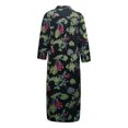 thumbnail image 4 of MAWCLOS Robes Maxi pour Femmes Robe Chemise à Imprimé Floral Kaftan à Revers Manches Longues 8999 Bleu Foncé 5TG, 4 of 4